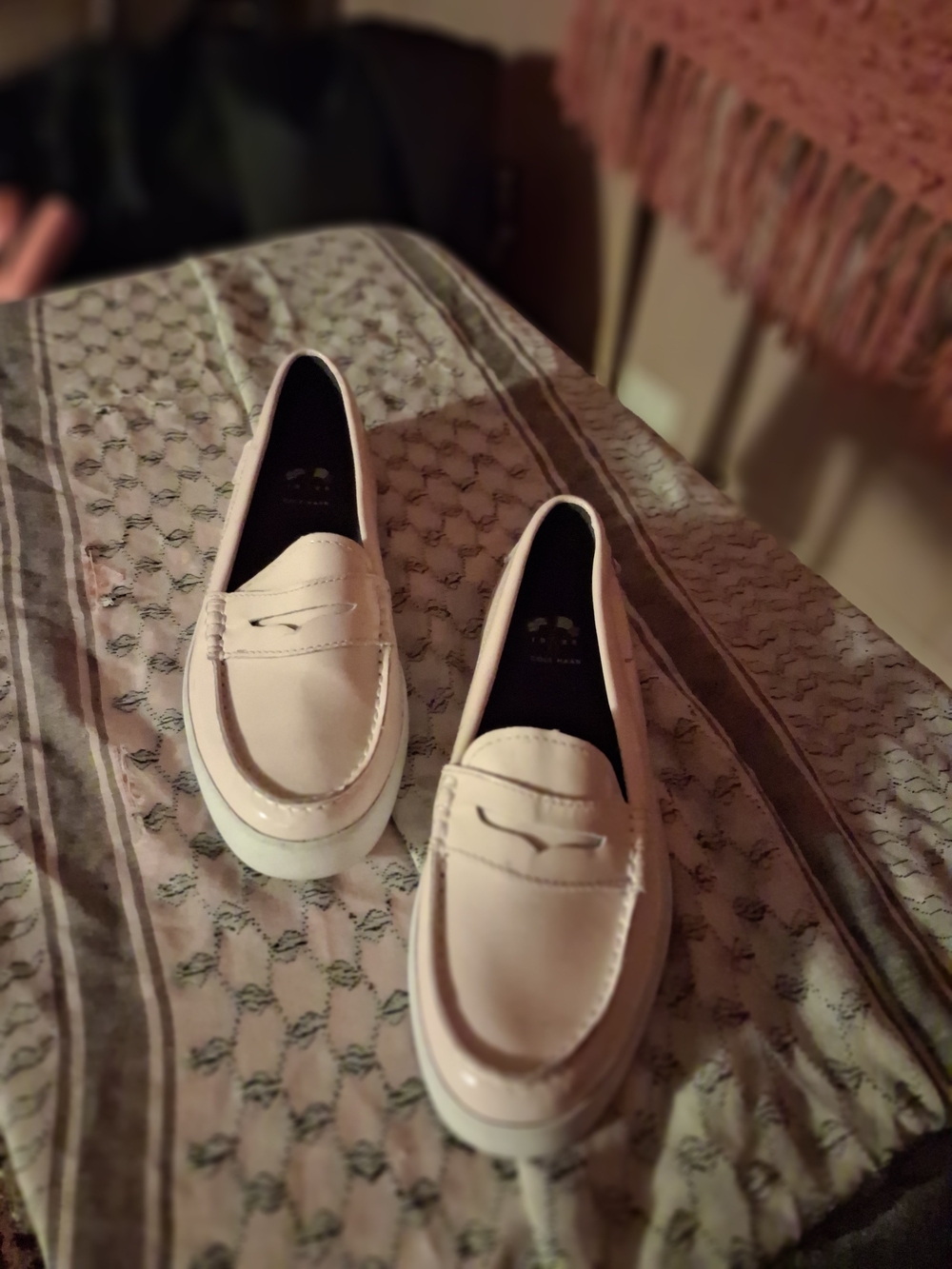 Cole Haan White Patent Penny Loafers